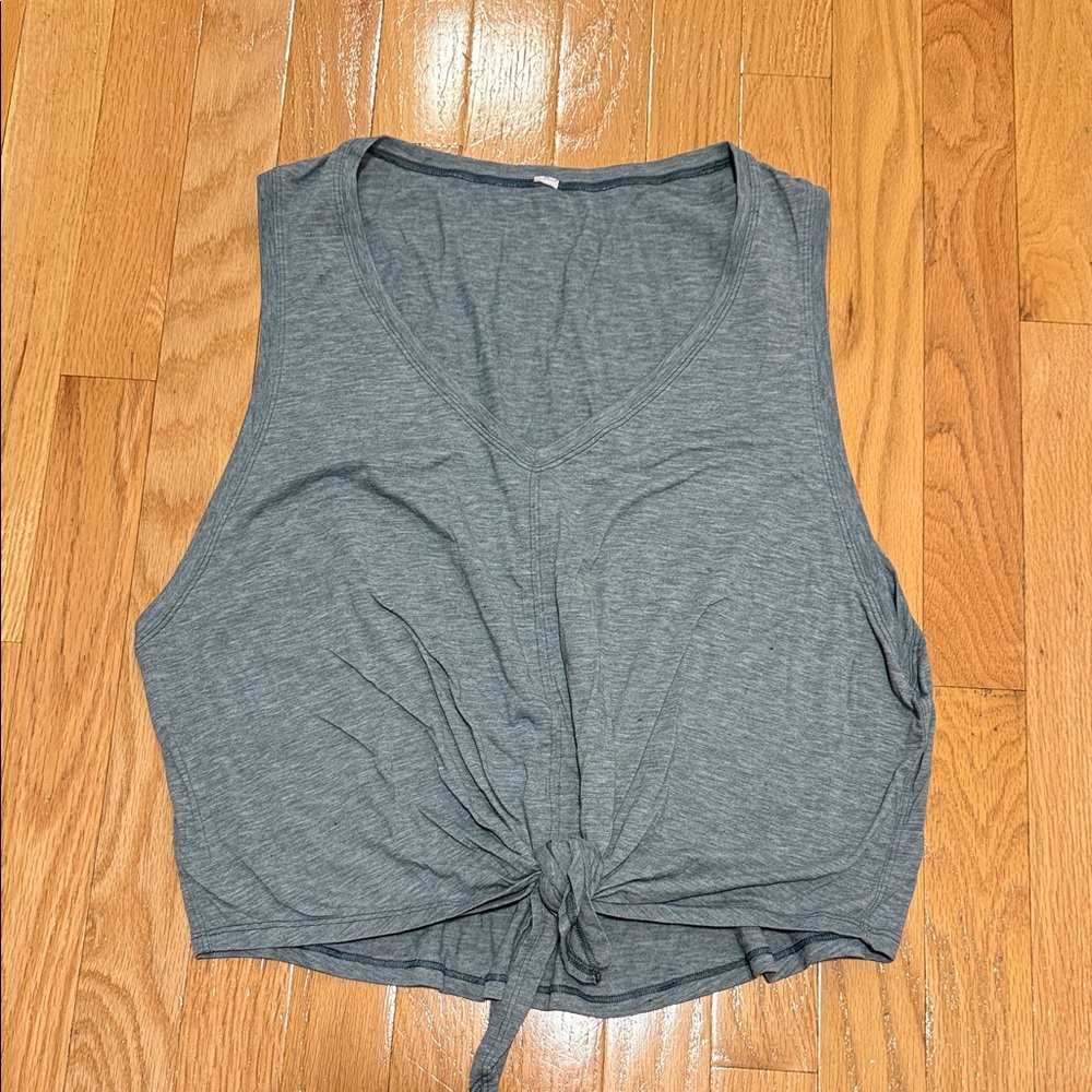 Lululemon Athletica Heather Green Tie-Front Tank Top